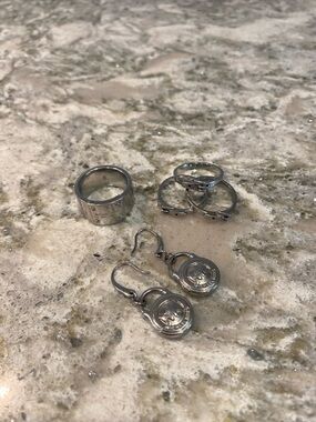 Michael Kors Silver-Tone Coin Drop Earrings